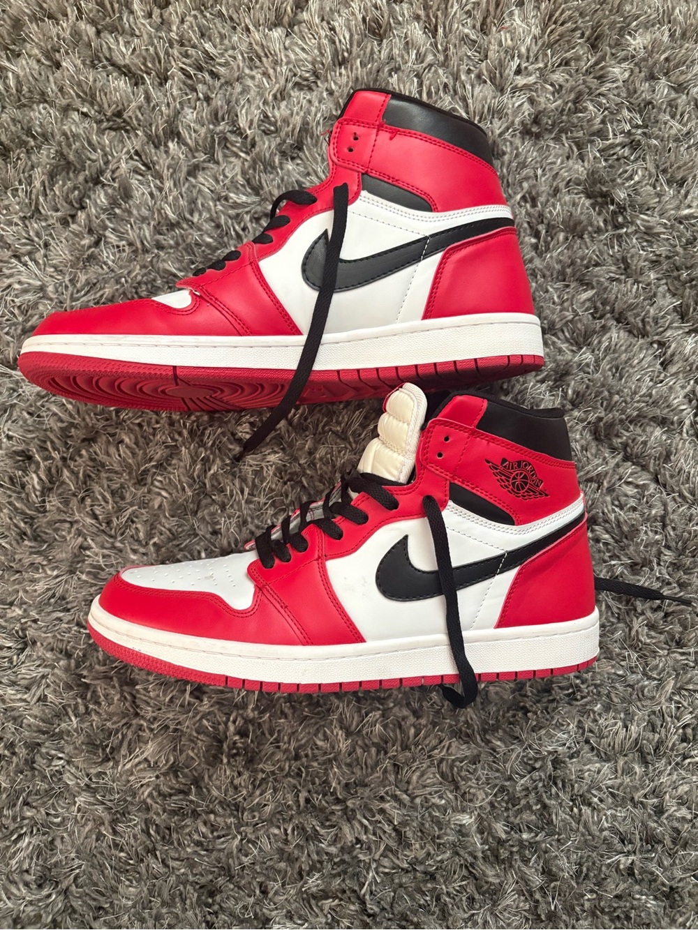 Jordan Retro High-Top Sneakers in Red, White & Black